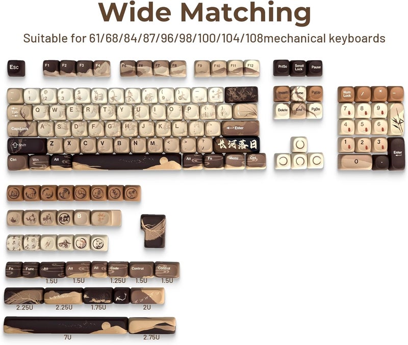 HITIME Oasis PBT Keycaps-MOA Keycap, Custom Keyboard Keycaps 60 65 75 100 Percent, 5 Side Dye Sublimation, 140 Keys Key caps Set for Cherry Gateron MX Switches Keyboards, Gradient Brown - Image 5